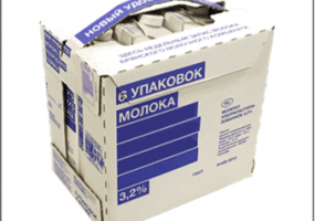 Мультипак с укрепляющей лентой (укрепление ручки) по 6 пакетов молока (6*1л)