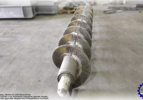 Изготовление шнека с наплавкой. Наплавка шириной 100 мм от верхнего края на рабочей стороне витка шнека, износостойким электродом марки Т590.