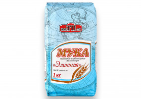 Мука "Элитная" фасуется из пшеничной хлебопекарной муки высшего сорта ГОСТ в весе 1кг,2кг. 