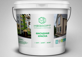 Российская фасадная краска MEGAOPT. Высококачественная с повышенной прочностью для наружных и внутренних работ.