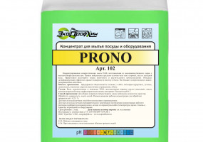 PRONO Концентрированная синергетическая смесь ПАВ, изготовленная из высококачественного сырья с высокой биоразлагаемостью. Отлично моет как в горячей, так и в холодной воде. Эффективно растворяет жиры животного и растительного происхождения. Дезинфицирует, придает поверхности чистоту и блеск. Не обладает аллергическим и кожно-раздражающим действием. (рН 6-7)