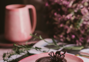 Блюдце овальное и Скандинавская кружка 400мл серия Рассвет над Имладрис