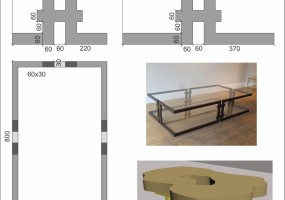 Дизайн проект стола, массивный спил обработан эпоксидной смолой