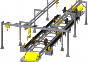Механизированный комплекс сборки колесных пар на повышенном пути