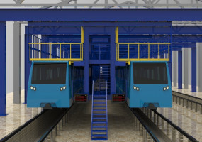 Площадка сегментная подвесная двухуровневая рассчитанная на одновременное обслуживание 2-х составов