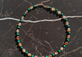 колье малахит и цитрин