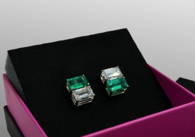Серьги с бриллиантами и изумрудами